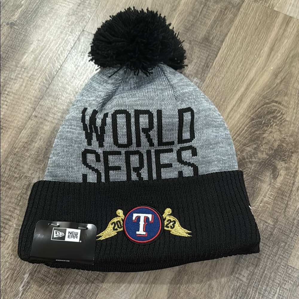 NWT New Era World Series Gray and Black Beanie Texas Rangers 2023